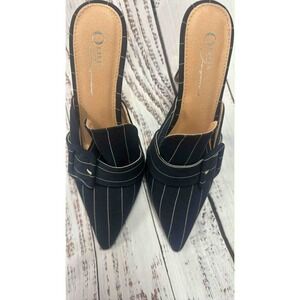 NINE WEST Pinstripe Pointed Toe Stiletto Mules Women's Heels‎
